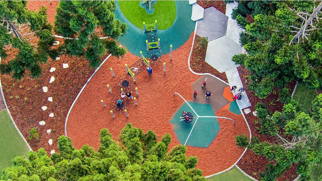 Pine Rivers Park aerial view of playground