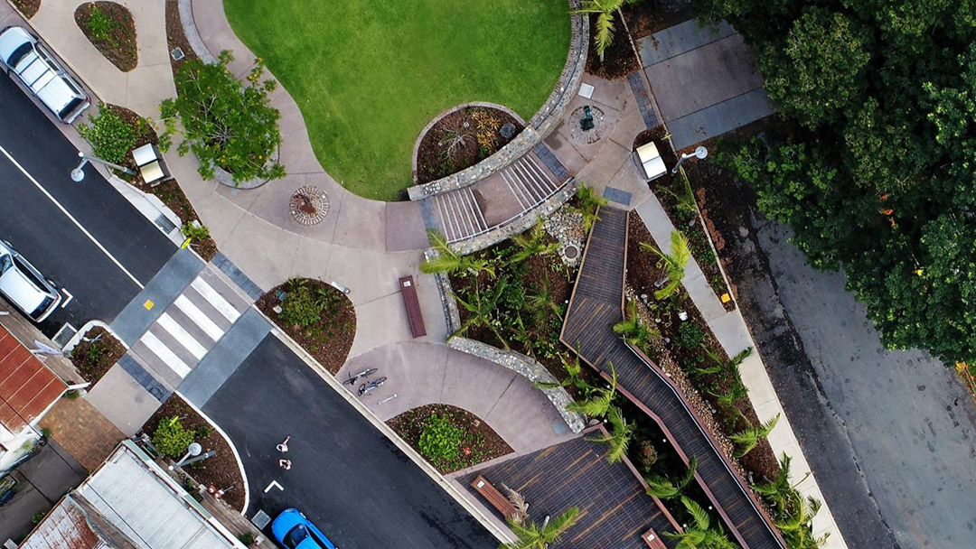 aerial view of Palmwoods Town Square